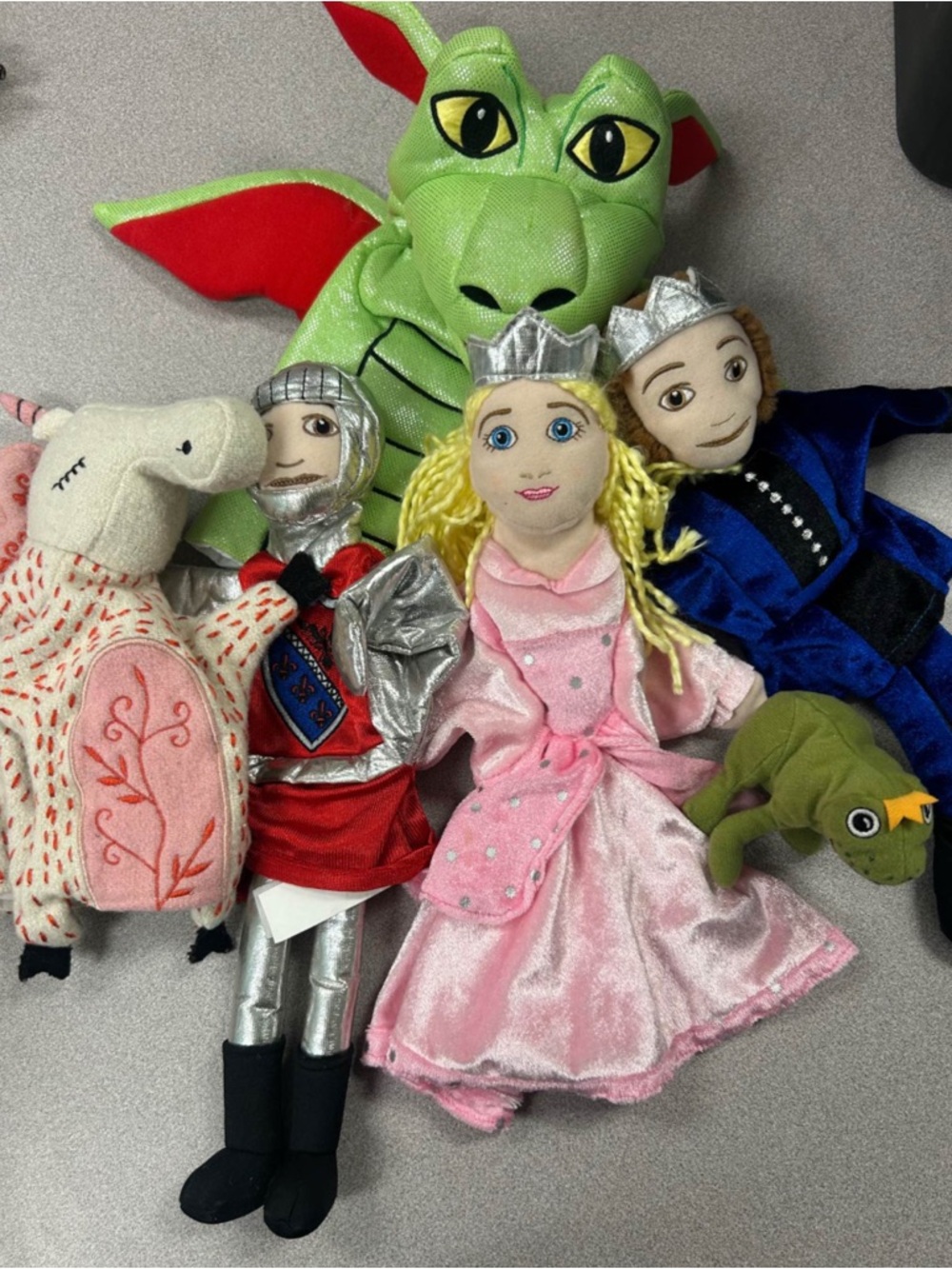 Princess Prince Knight Frog Dragon Dancing unicorn Hand Puppet Fairytale set